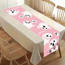 1 pezzo Runner da tavolo per Ognissanti lungo 180cm e largo 35cm, con motivo di zucche e fantasmi, decorazione per tavolo da pranzo di Ognissanti, decorazione per casa, dolcetto o scherzetto per Ognissanti, decorazione di Ognissanti felice, centrotavola