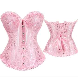 1pc Women's Jacquard Corset Shapewear, Bust Lift Waist Cincher, Suitable For Halloween, Parties