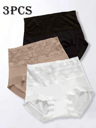 3pcs/Set High Waist Women's Underwear, Fashionable Silhouette, Elegant, Provides Tummy Control And Butt Lift, Panty Perfect Valentine's Day And Christmas Gift