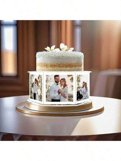 Acrylic Cake Stand Set, DIY Photo Acrylic Fillable Cake Stand, Floating Acrylic Cake Separator, For Tiered Cakes, Transparent Acrylic Cake Stand Base, Acrylic Cake Tier Box Stand Pillar, Wedding Birthday Graduation Photo Frame Cake Stand Set, Hexagon DIY Assembly, No Electricity Required, Personalized Cake Display Stand, Suitable For Wedding, Birthday, Graduation