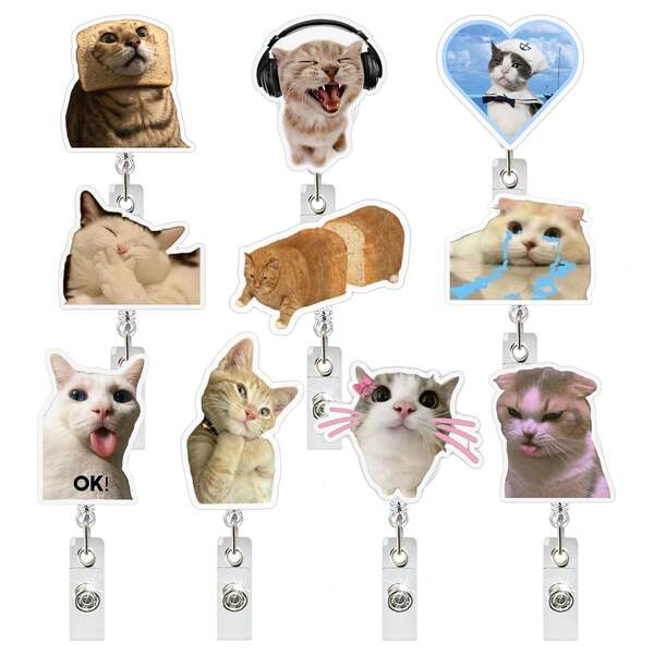 1pc Cat Retractable Badge Reel, Suitable For Doctors, Nurses, Teachers, Students, And Office Workers