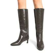 Women's Square Toe Knee-High Boots Kitten Heel Stiletto Boots Comfortable All-Day Wear For Dating  Party Fall Winter - 橄欖綠 - 查看 8