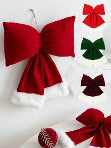 1 buc. Crăciun de pluș cu fundă, artizanat, scenă de decor, recuzită, pandantiv pentru brad de Crăciun, decorațiune de Crăciun pentru curte, decorațiuni pentru casă, decorațiuni de Crăciun, decor pentru cameră, decorațiuni de Crăciun de iarnă, cadouri de Crăciun pentru casă, decor de Crăciun - Multicolor - Vizualizare 2