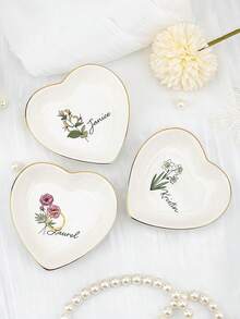 Personalized Floral Jewelry Tray - Custom Watercolor Floral Ceramic Ring Holder, Customized Jewelry Tray, Personalized Wedding Ring Dish, Birthday Gift For Her, Bridesmaid Proposal Gift, Unique Jewelry Storage, Friendship Gift, Jewelry Dish For Birthday, Wedding, Anniversary, Bridesmaid Proposal, Suitable For Home Or Office Use - Multicolor - View 5