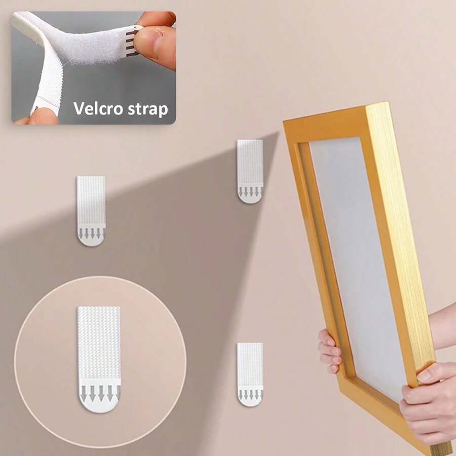 4/8 对免钻孔照片挂钩，采用魔术贴粘贴，适用于相框和婚纱照墙面安装，透明、高粘性、耐候、易按压、可移除且牢固，超薄透明，适用于画廊墙、肖像画、画布、装裱艺术品、纪念板、DIY装饰、家庭办公室、公寓生活、季节性展示、走廊和过道展示。 - 彩色 - 查看 1