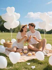 20 pezzi/10 pezzi Palloncini in lattice bianchi a forma di cuore da 10 pollici, adatti per decorazioni di feste di compleanno, decorazioni di San Valentino, proposte al partner, decorazioni per fidanzamenti, decorazioni per matrimoni, decorazioni per la casa, accessori fotografici per esterni, decorazioni natalizie, decorazioni natalizie per la casa - Bianco - Visualizzare 5