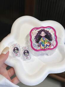 3pcs Set Wave Pattern Protective Case With Girl Graphic, Suitable For 20W UK Apple Fast Charger, Charger Protector Charger Case Phone Accessories