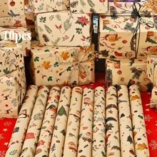 Set Of 10 Sheets Of Christmas Wrapping Paper , Suitable For New Year'S Eve Presents, Christmas Gifts,Birthday Gifts, Gift Boxes, And Packaging For Flowers And Apples.(5/10 Sheets)