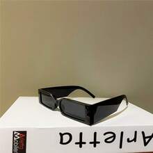 Retro Square Oval Fashion Glasses - Anti-Glare Small Rectangular Frame, Lightweight And Durable Design, Unisex,  Casual Accessories, Retro Style, Comfortable To Wear, Decorative Glasses, Must-Have For Fashion Enthusiasts - 黑色 - 查看 4