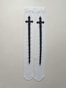 1 Set Women's Nun Costume Outfit (Includes Headpiece, Scarf, Cross, Thigh High Socks) For Halloween Party Role Play