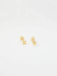 1對迷你金色四角星耳釘，925純銀，中性日常配戴 - 彩色 - 查看 2