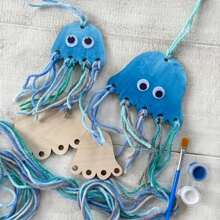 17 件未完成木制 DIY 水母工艺套件 - 涂鸦，创意手工艺术项目，用于装饰礼物 - 非常适合万圣节、圣诞节礼物，颜色和款式随机 - 彩色 - 查看 8