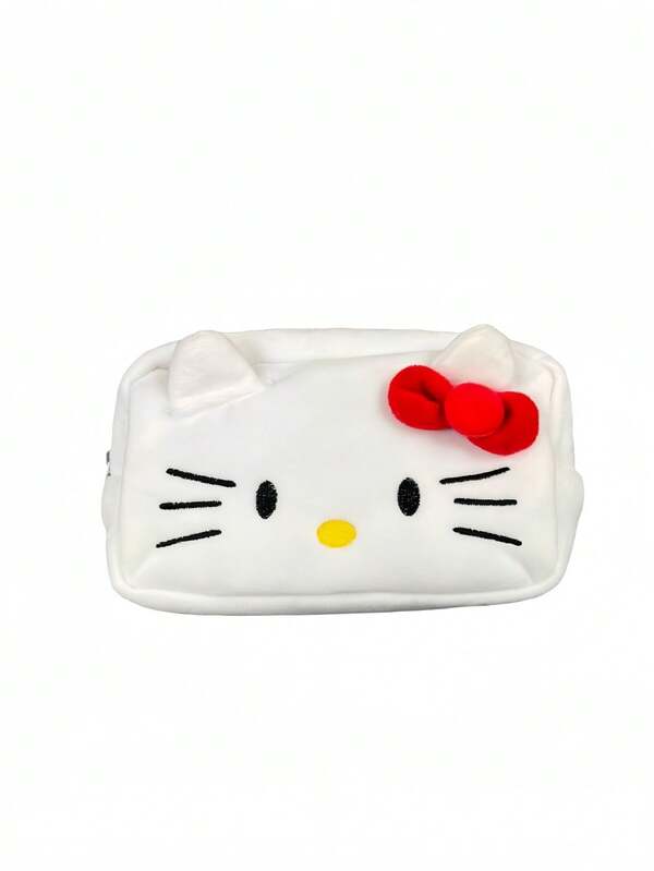 Sanrio 1 pièce Sac cosmétique mignon en peluche de dessin animé Hello chat de Sanrio. Grand sac à main kawaii avec grande capacité, étui à crayons à la mode pour les femmes. Sac d'épicerie, sac d'école, trousse à crayons