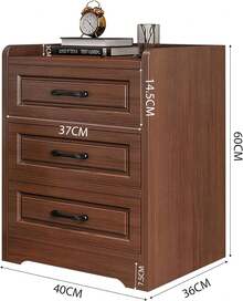 para Recamara con 3 Cajones De Almacenamiento,Mesa De Noche Minimalista Mesita De Noche Madera Gabinete Vintage Adecuada para Sala De Estar,Dormitorio,Esquina 40x36x60CM (Blanco) - Marrón - Ver 10