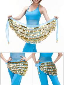 Đai lưng múa bụng lấy cảm hứng từ Ả Rập - Dây quấn cồng chiêng bằng đồng 5 lớp 288 xu dùng cho biểu diễn và sự kiện lễ hội - Nhiều màu - Xem 12