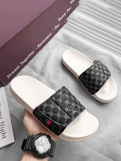 Chinelos masculinos plus size com blocos de cores, chinelos da moda de alta qualidade, chinelos antiderrapantes com tiras de