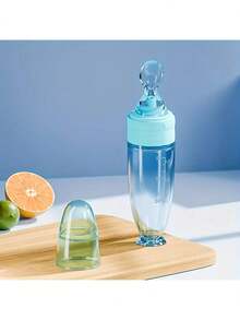 Bình sữa silicon nhiều màu 90ml/3OZ mới, Bình đựng cháo kèm thìa ăn bằng silicon mềm, cốc hút và nắp chống bụi, bình sữa bóp mềm - Nhiều màu - Xem 14