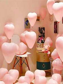 20pcs 10-Inch Pink Heart Shaped Latex Balloons, Suitable For Birthday Party Decoration, Valentine's Day Decoration, Proposing To Lover, Engagement Decoration, Wedding Decoration, Room Decoration, Outdoor Photography Props, Christmas Decorations, Christmas Home Decor - Pink - View 2