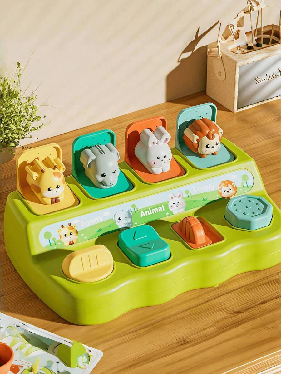 1 Bộ hộp bật lên hoạt hình trốn tìm dành cho trẻ nhỏ - Đồ chơi học tập tương tác kèm thẻ động vật, quà tặng giáo dục cho sinh nhật hoặc Giáng sinh