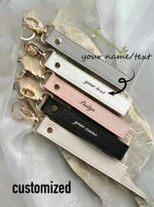 Llavero de cuero de PU con letra personalizada, llavero de pulsera personalizado, recuerdo de boda, llavero de coche, llavero de cuero unisex - Multicolor - Ver 10