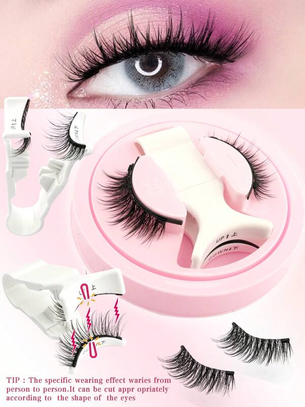 1 Pair Magnetic False Eyelashes With Natural Crossing Look, Reusable Magnetic Eyelash Strips With Applicator, Easy To Wear And Remove, Suitable For Daily Makeup