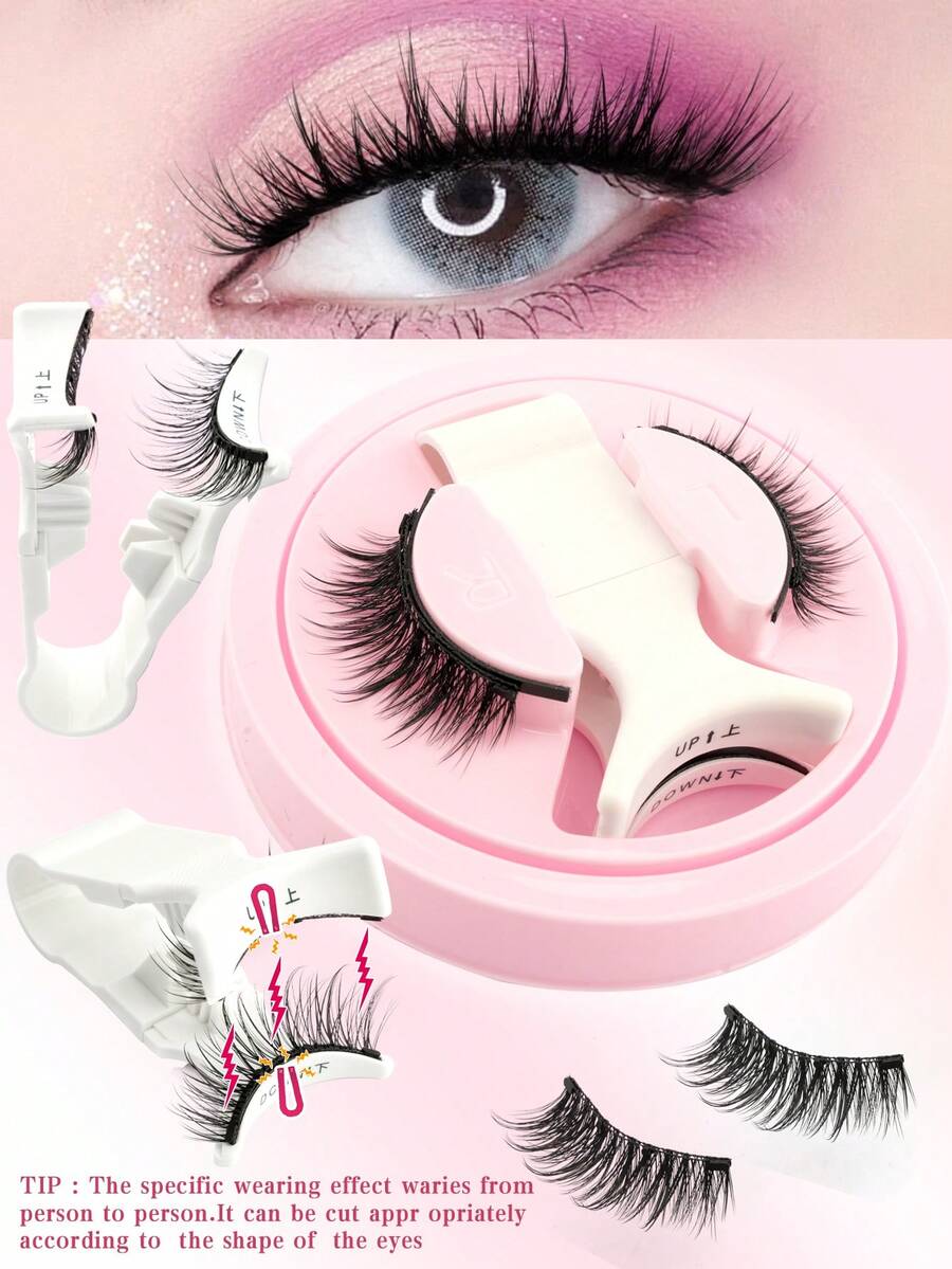 1 Pair Magnetic False Eyelashes With Natural Crossing Look, Reusable Magnetic Eyelash Strips With Applicator, Easy To Wear And Remove, Suitable For Daily Makeup