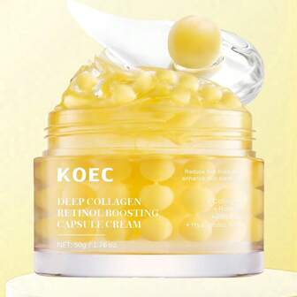 KOEC 深层胶原蛋白维他命促进胶囊霜，紧致肌肤，保湿面部保湿霜，适合干性皮肤和皱纹