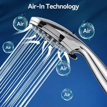 Cabezal de ducha con juego de boquillas de pistola rociadora, 10 etapas de potencia, cabezal de ducha, plateado (cabezal de ducha + manguera de 1,5 m)