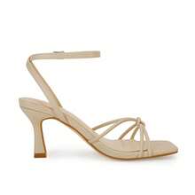 Women Square Open Toe Ankle Buckle Slingback Kitten Heels Summer Dress Sandals - 杏色 - 查看 5