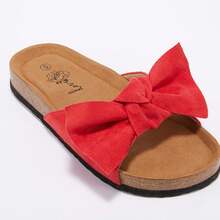 Womens Slip On Flip Flops Ring Toe Strappy Summer Gladiator Flat Sandals - Red - View 1
