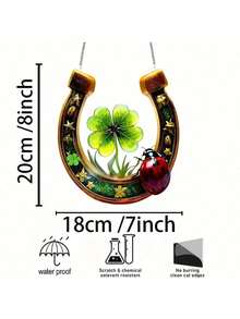 1pc St. Patrick's Day Horseshoe Sun Catcher, Colorful Window Panel Hanging Decor With Clovers & Ladybugs, Religious Theme, Suitable For Home, Cottage, Garden, Office, Bedroom Aesthetics, Holiday Gift - Multicolor - View 8