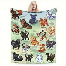 Warrior Cat Blanket - Ultra Soft Flannel Blanket, Includes 12 Varieties (Dark Stripes, Lion Heart, Storm Fire, Etc.) - Comfortable Sofa, Bed, Office, Travel Blanket - Perfect Gift For Cat Lovers - All-Season Home Decor, Cat Blanket, Office Blanket, Vivid Illustrations, Plush Material, Cat Enthusiasts, Modern Design, Durable Material, Pet Owners, Cozy Soft Flannel Blanket & Suitable For Birthday Anniversaries, Valentine's Day, Thanksgiving, Christmas, Halloween, Wedding, New Year Gifts Provide Personalized Ideal Gifts For Her, Him, Family Members, Boyfriends, Girlfriends, Fathers, Family Members, Mothers, Lovers, Daughters, Sons, Grandfathers, Grandmothers, Friends, Classmates And Pets. Sofa, Bed, Car, Bedroom, Living Room, Office, Outdoor Camping, Beach, Wall Decoration, Bedroom Decor, Halloween Blanket, Fall Decor, Fall Decorations For Home, Christmas Party Theme Blanket, Christmas Decor, Office Decoration - 彩色 - 查看 1