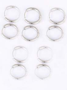 10 件不锈钢耳圈耳环女士耳环男士朋克嘻哈礼物时尚珠宝穿孔配饰 - 圓圈耳環 - 查看 14