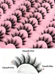 20 Pairs Of False Eyelashes, Anime Eyelashes, Cat Eyelashes, Imitation Mink Eyelashes, Fox Eyelashes, Natural Eyelashes, Role Play, Travel Essential Makeup Tools, Suitable For Holiday Parties, Halloween, Christmas - 眼尾拉長款 - 查看 2