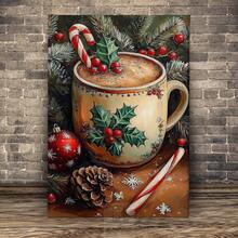 1 buc., Pictură suspendată pe pânză, Artă murală înrămată, Pictură vintage cu cană de cafea de Crăciun, Imprimeu pe pânză de Crăciun, Poster cald de sărbători, Decor de perete de Crăciun, Decor confortabil de iarnă, Decor festiv de Crăciun pentru casă, Decorațiuni de Crăciun, Postere de Crăciun, Decor de casă de Crăciun, Decorațiuni de Crăciun de iarnă, Decor cameră, Decor cămin, Decor baie, Decor dormitor, Decor bucătărie, Decor birou, Decor hol, Cadouri decorațiuni de Crăciun, Decor cafenea