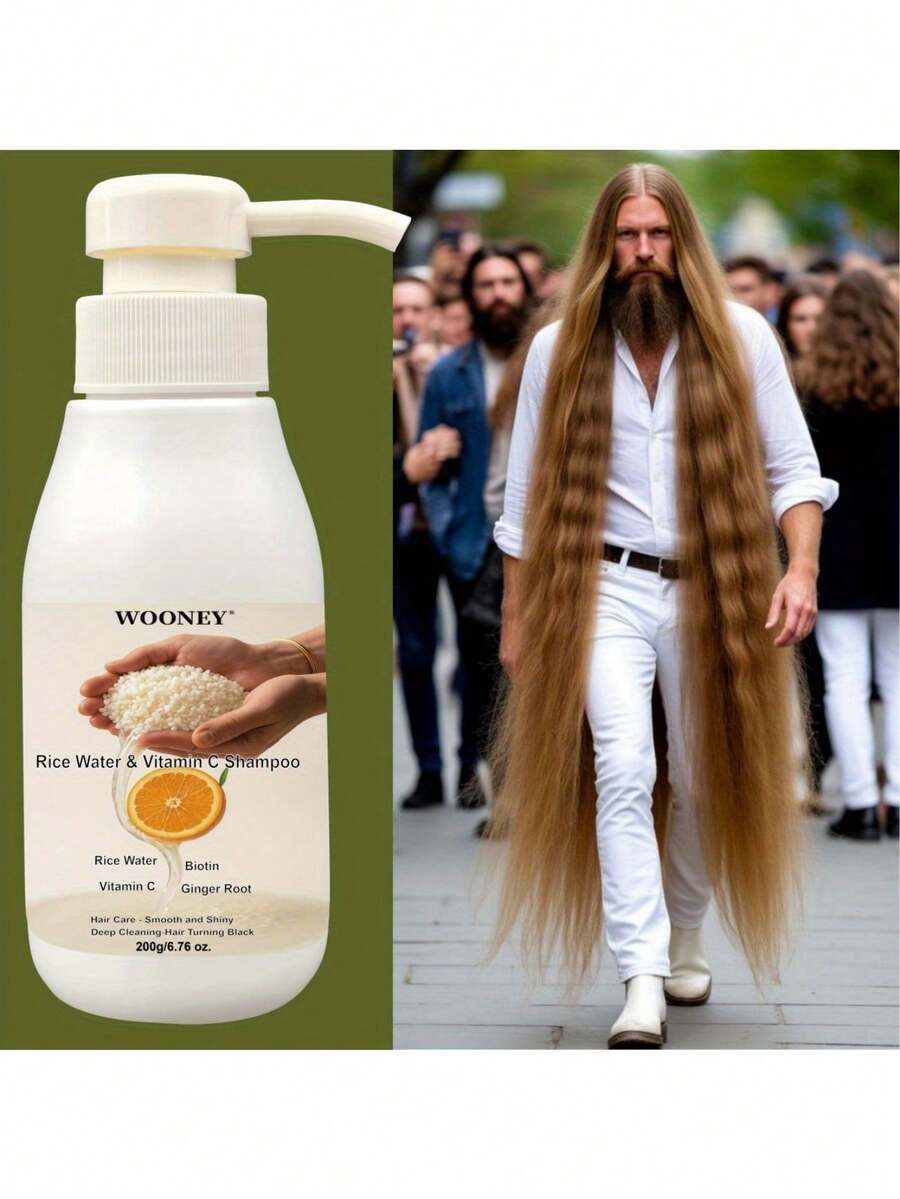 米水维生素C洗发水迷迭香生物素姜根洗发水护发-顺滑亮泽深层清洁-头发变黑夏秋季洗发可防止头发干燥使头发顺滑并解决头发毛躁 - 1 件洗髮精 - 查看 1