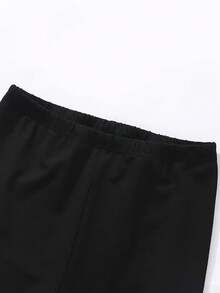 Conjunto de 3 piezas de leggings casuales de unicolor a la moda, diseñados para niñas jóvenes, elásticos, suaves y cómodos, adecuados para actividades al aire libre, escuela, correr, bailar, yoga, vacaciones, fiestas y otras ocasiones en otoño/invierno