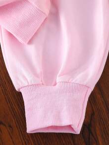 2pcs Baby Girls Floral & Letter Print Crew Neck Long Sleeve Sweatshirt And Pants Set, Cute Casual Everyday Outfit, Autumn/Winter - Pink - View 7