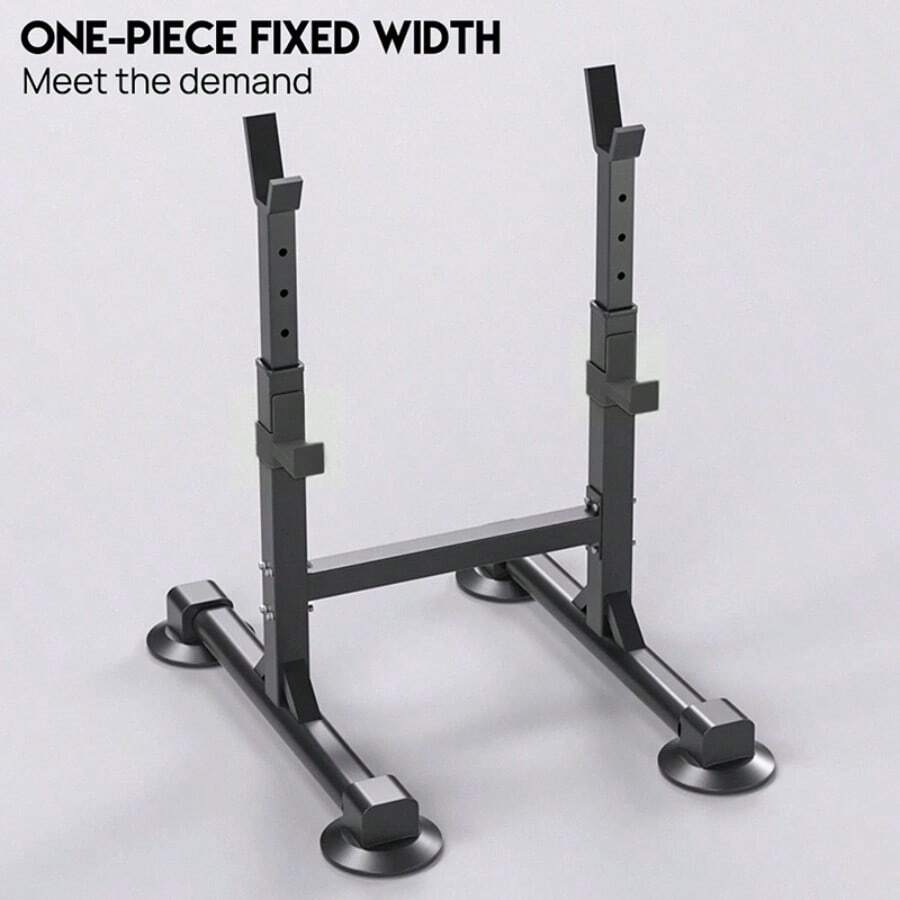 Adjustable Squat Rack - 40x40mm Steel Frame (1.0mm) | 5-Level Height/ Length Adjustment, 120kg Load | Home Gym Power Rack - Black - View 1