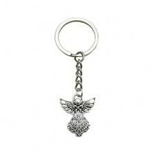 1pc/30pcs Silver Angel Pendant Keychain Gift, Baptism Party Favor, Comes With Moon & Star Organza Bag & Thank You Tag, Great Gift
