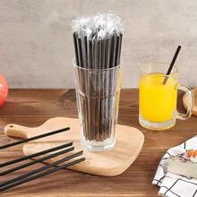 50 Pcs  Independently Packaged Black Straws: Disposable Drinking Tools Such As Milk Tea And Juice, Hygienic And Practical - 黑色 - 查看 2