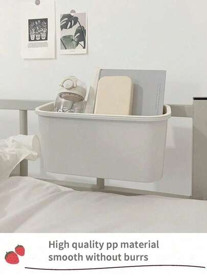 [1pc/2pcs] Bedside Hanging Basket Storage Box, Student Dormitory Bedside Mobile Phone Snack Storage Rack, Crib Storage Rack, Grayish-White Hanging Garbage Storage Basket, Suitable For Cribs And Dormitory Beds