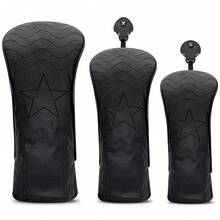 Klasyczny, czarny pokrowiec na główkę puttera z drewna w kształcie gwiazdy – wytrzymały dodatek golfowy klasy premium | Idealny dla młodych entuzjastów golfa i miłośników klasycznego stylu - Czarne - Zobacz 2