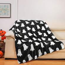 Halloween Ghost Blanket Single -Sided Ghost Wool Throw Blanket Lightweight Comfortable Soft Warm Blanket, Suitable For Home, Camping, And Halloween (Black), Cozy Soft Flannel Blanket & Suitable For Birthday Anniversaries, Valentine's Day, Thanksgiving, Christmas, Halloween, Wedding, New Year Gifts Provide Personalized Ideal Gifts For Her, Him, Family Members, Boyfriends, Girlfriends, Fathers, Family Members, Mothers, Lovers, Daughters, Sons, Grandfathers, Grandmothers, Friends, Classmates And Pets. Sofa, Bed, Car, Bedroom, Living Room, Office, Outdoor Camping, Beach, Wall Decoration, Bedroom Decor,  Halloween Blanket, Fall Decor, Fall Decorations For Home, Christmas Party Theme Blanket, Christmas Decor, Office Decoration - Nhiều màu 23 - Xem 5