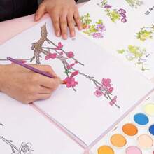 Set de colorear para adultos con acuarelas - 20 patrones florales + 1 imagen de referencia, perfecto para la práctica diaria de pintura con acuarelas, papel especial para acuarelas, regalo ideal para festivales y cumpleaños