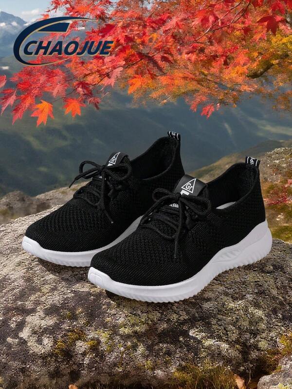 Lightweight Knit Sports Sneakers – Breathable Mesh Design, Comfortable For Daily & Fitness, Women's Athletic Footwear
