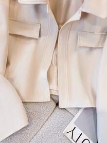 Women's Casual Solid Color Long Sleeve Short Regular Jacket, Suitable For Autumn, Winter, And Spring - Apricot - View 7