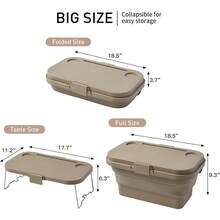 Panier de pique-nique pliable, panier de rangement étanche multifonctionnel avec couvercle, adapté au camping, à l'extérieur, au stockage à domicile, au stockage des aliments, à la Saint-Valentin, à Thanksgiving, à Noël - Militaire verte - Voir 4