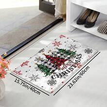 1pc Christmas Tree Pattern Washable Non-Slip Doormat, Suitable For Floor, Bathroom, Living Room, Entryway