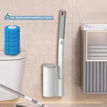 Cepillo de inodoro desechable con 18 recambios, sistema de limpieza de inodoro desechable con cepillo, soporte de almacenamiento y 18 cabezales de recambio para la limpieza del baño, decoración de otoño